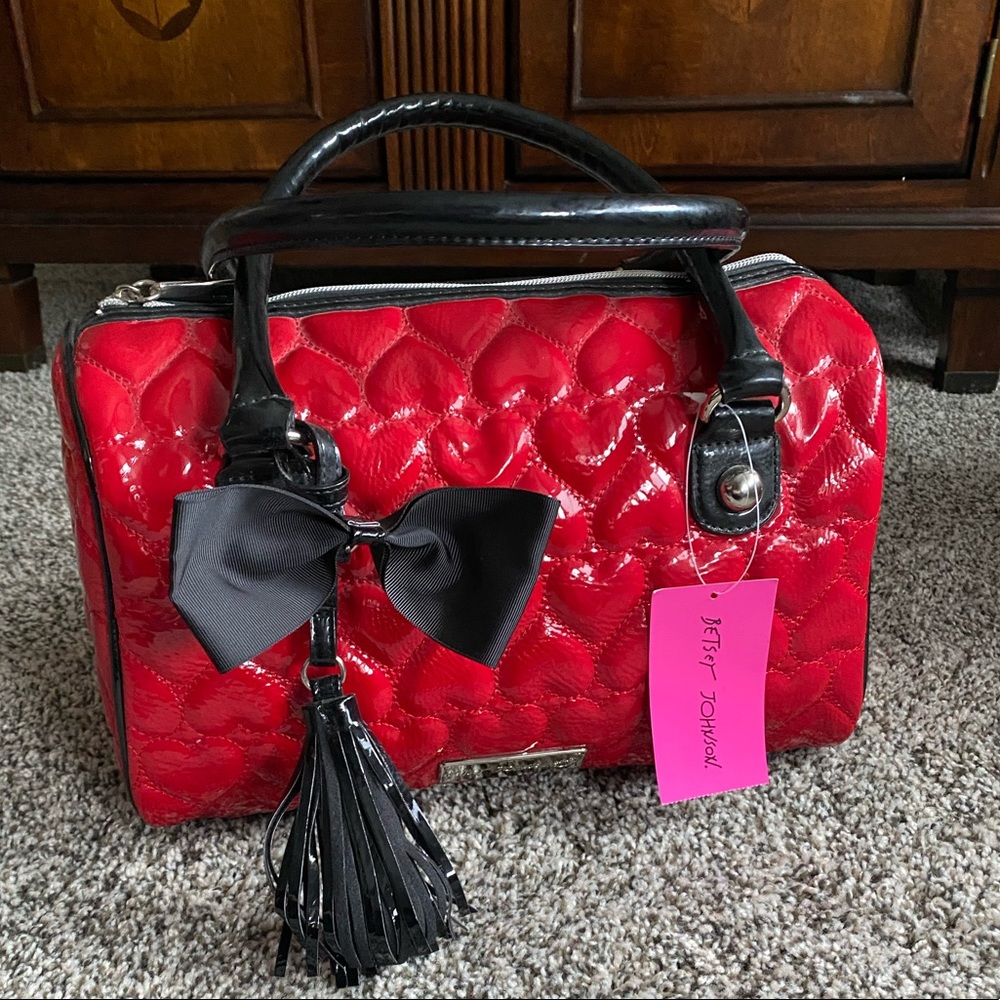 NWT Red and Black Betsy Johnson Heart Purse